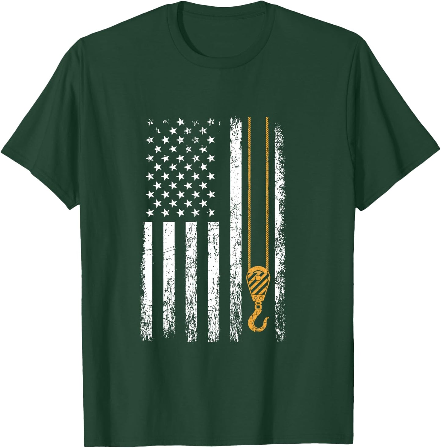 Crane Operator American Flag, Crane Operator T-Shirt - T-Shirt | Forest