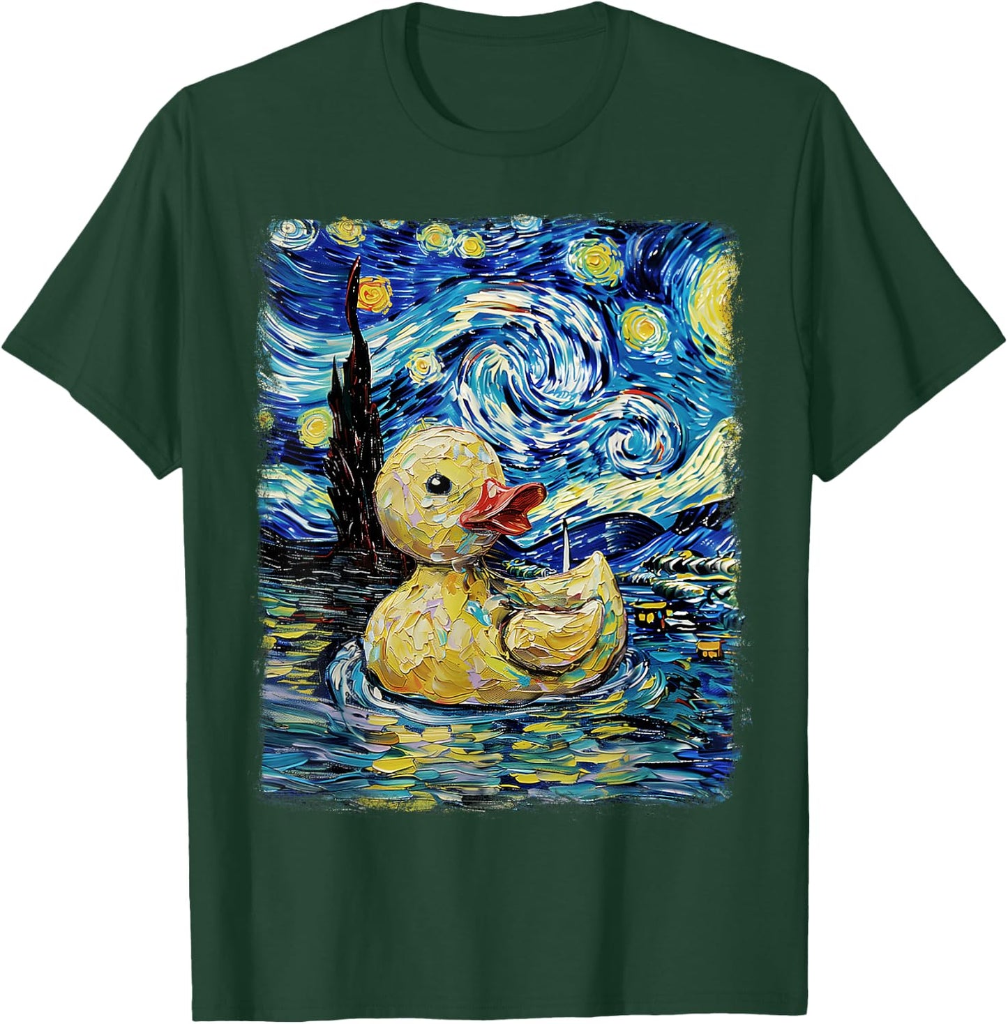 Rubber Duck Ducky Starry Night Painting T-Shirt - T-Shirt | Forest