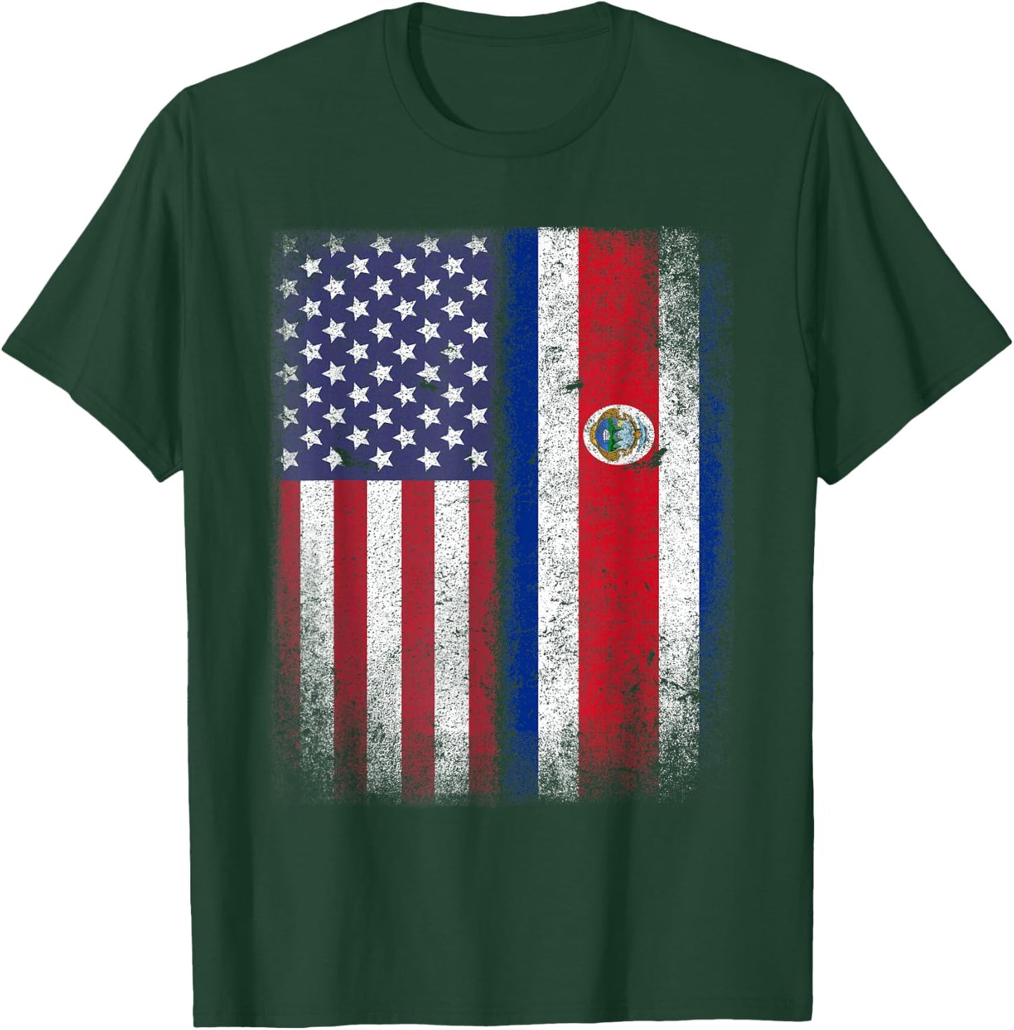 Costa Rican American Flag Costa Rica USA Gift America T-Shirt - T-Shirt | Forest