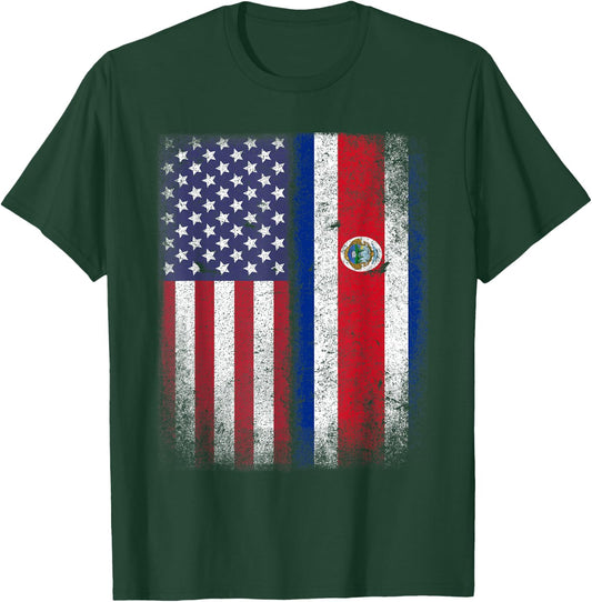 Costa Rican American Flag Costa Rica USA Gift America T-Shirt - T-Shirt | Forest