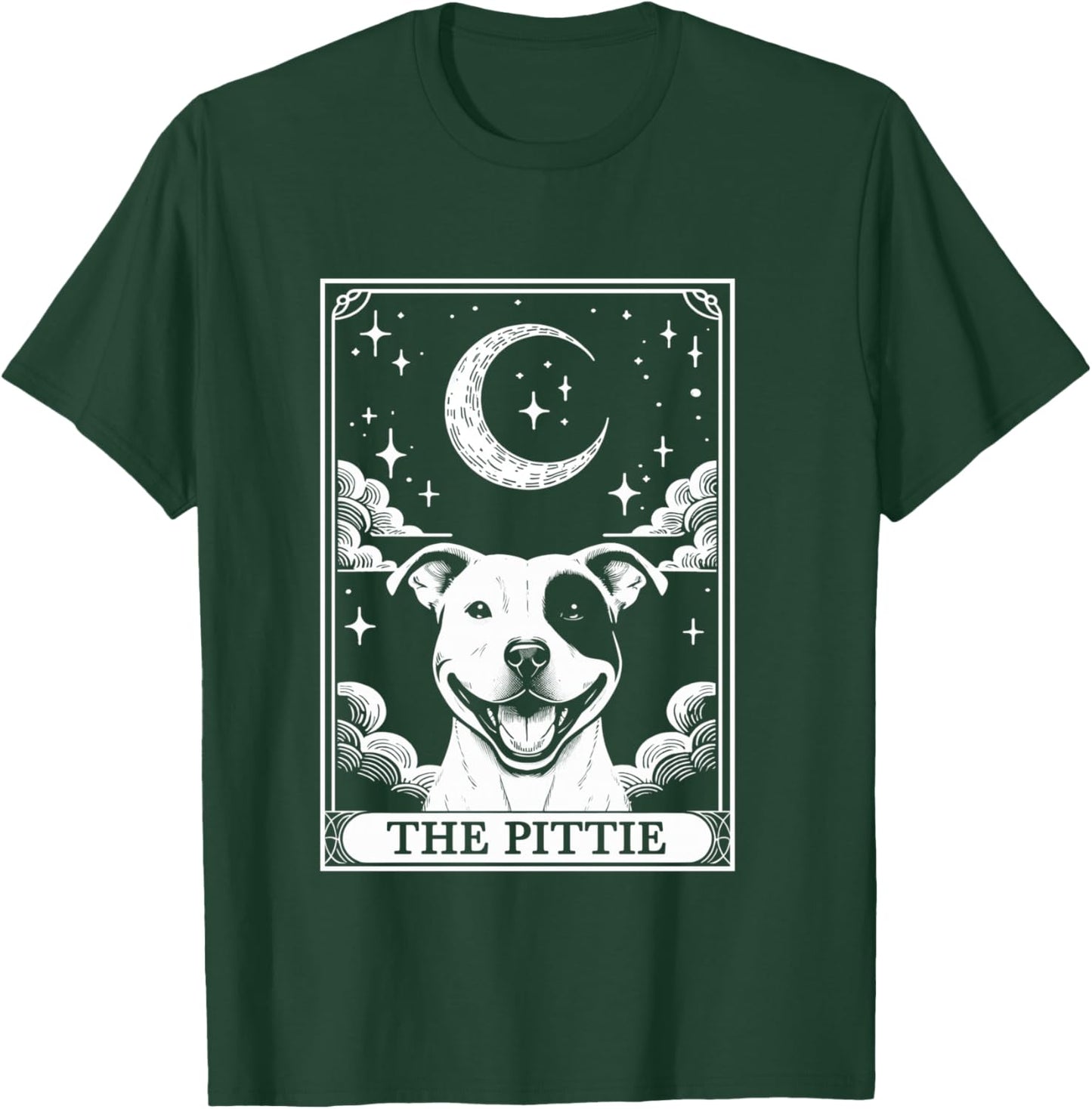 Tarot Card Vintage Crescent Moon Pit Bull Dog Pittie Mom T-Shirt - T-Shirt | Forest