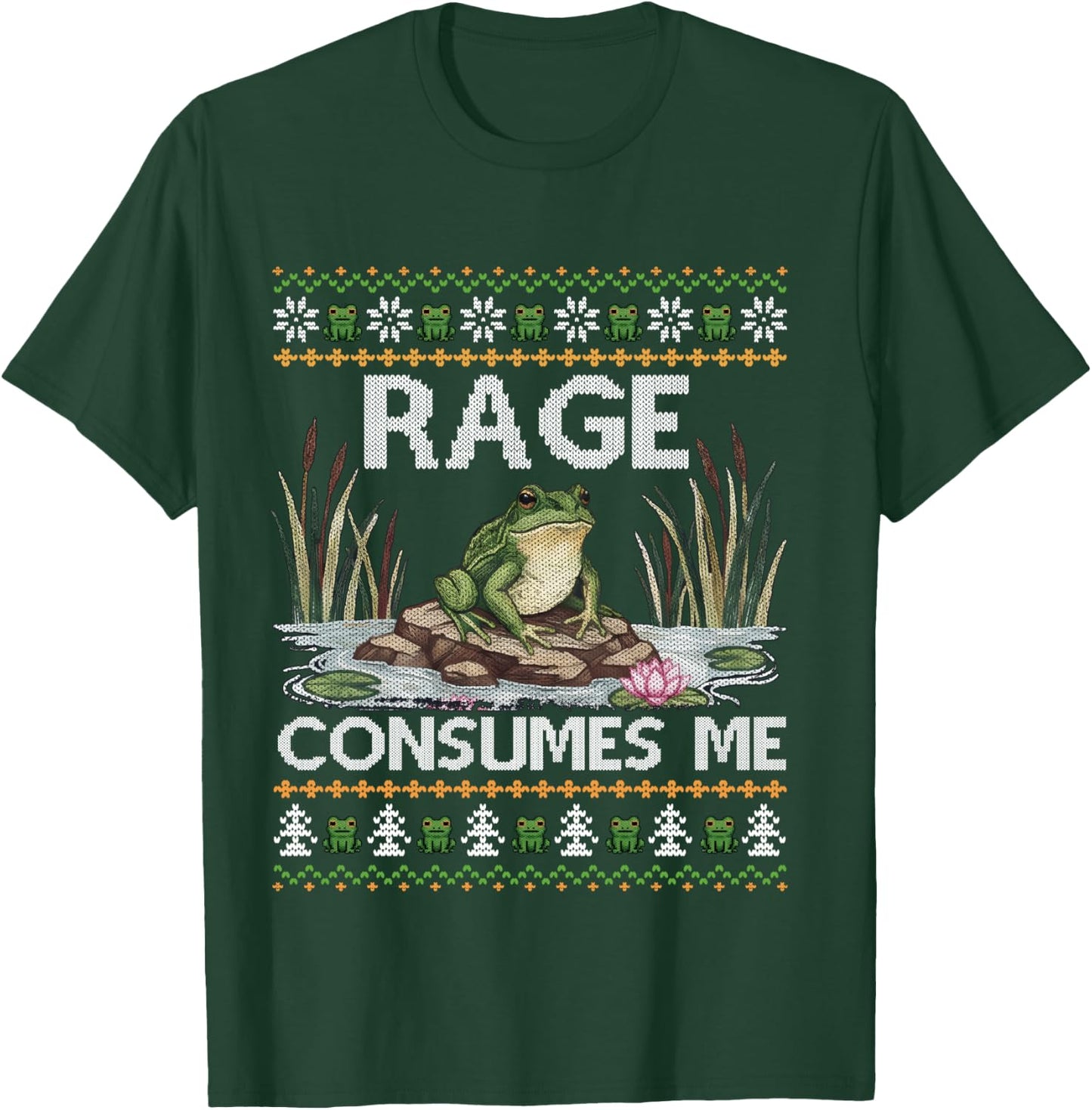 Rage Consumes Me Funny Frog Meme Christmas Ugly Sweater T-Shirt - T-Shirt | Forest