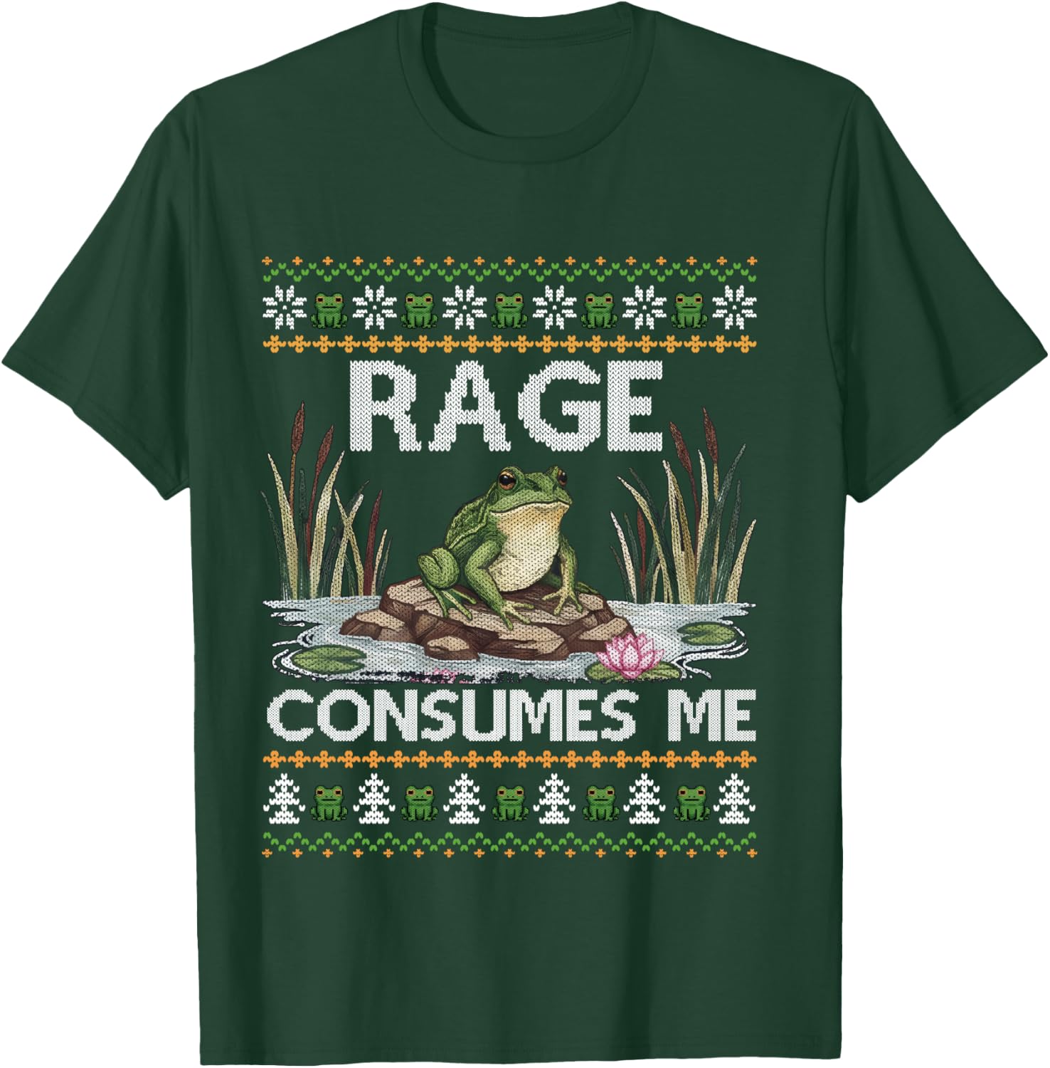 Rage Consumes Me Funny Frog Meme Christmas Ugly Sweater T-Shirt - T-Shirt | Forest