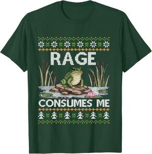 Rage Consumes Me Funny Frog Meme Christmas Ugly Sweater T-Shirt - T-Shirt | Forest