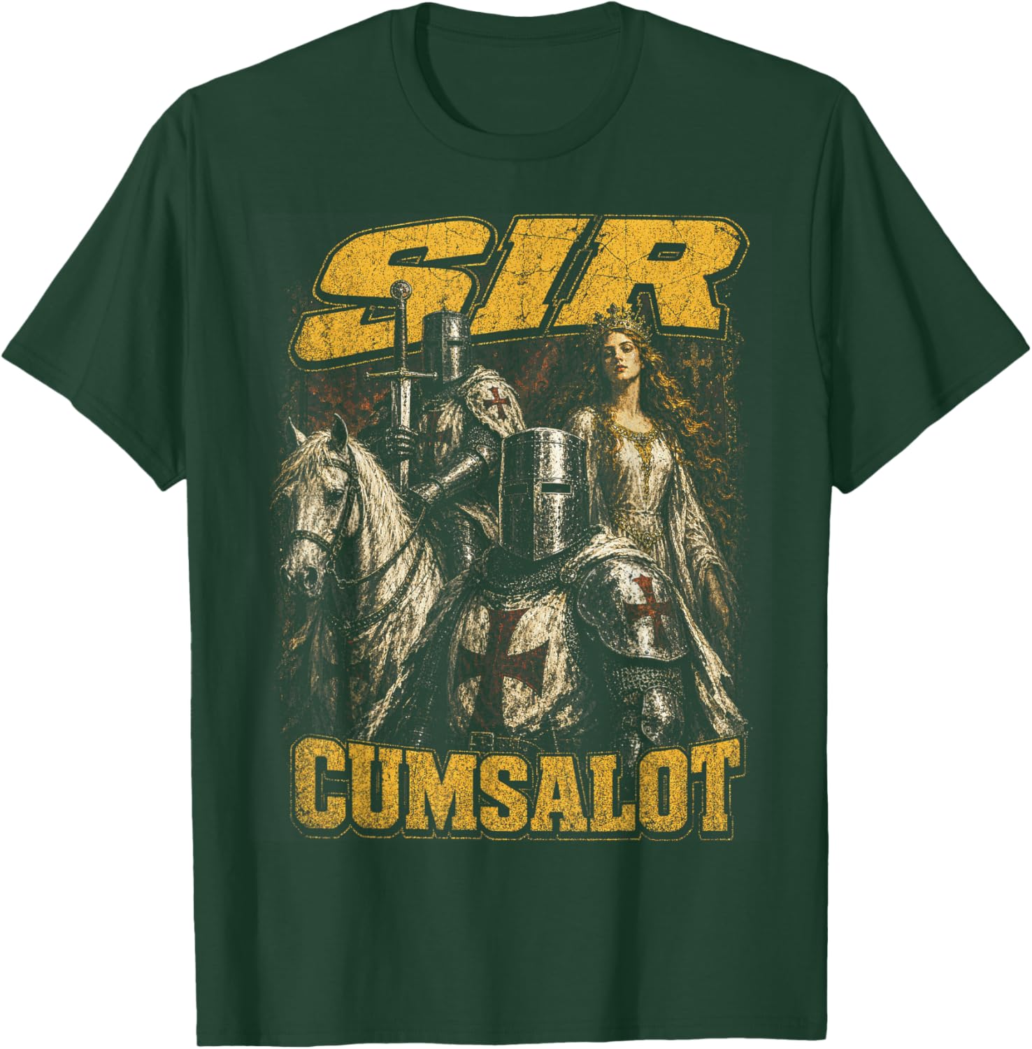 Sir Cumsalot Knight Funny Meme Bootleg Graphic Y2K T-Shirt - T-Shirt | Forest