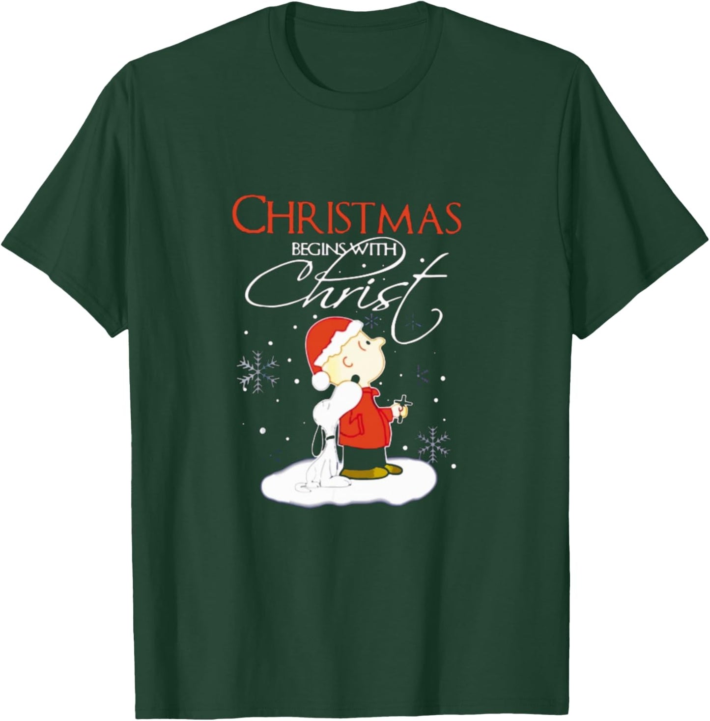 Christmas Begins With Christ Xmas Gift Holiday costume T-Shirt - T-Shirt | Forest