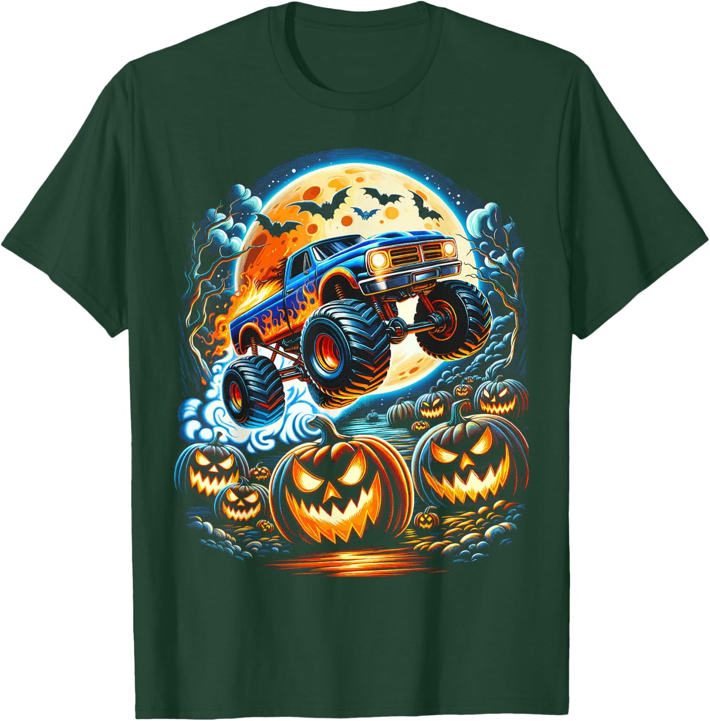 Halloween Monster Truck Jack O Lantern Boy Trick Treat T-Shirt - T-Shirt | Forest