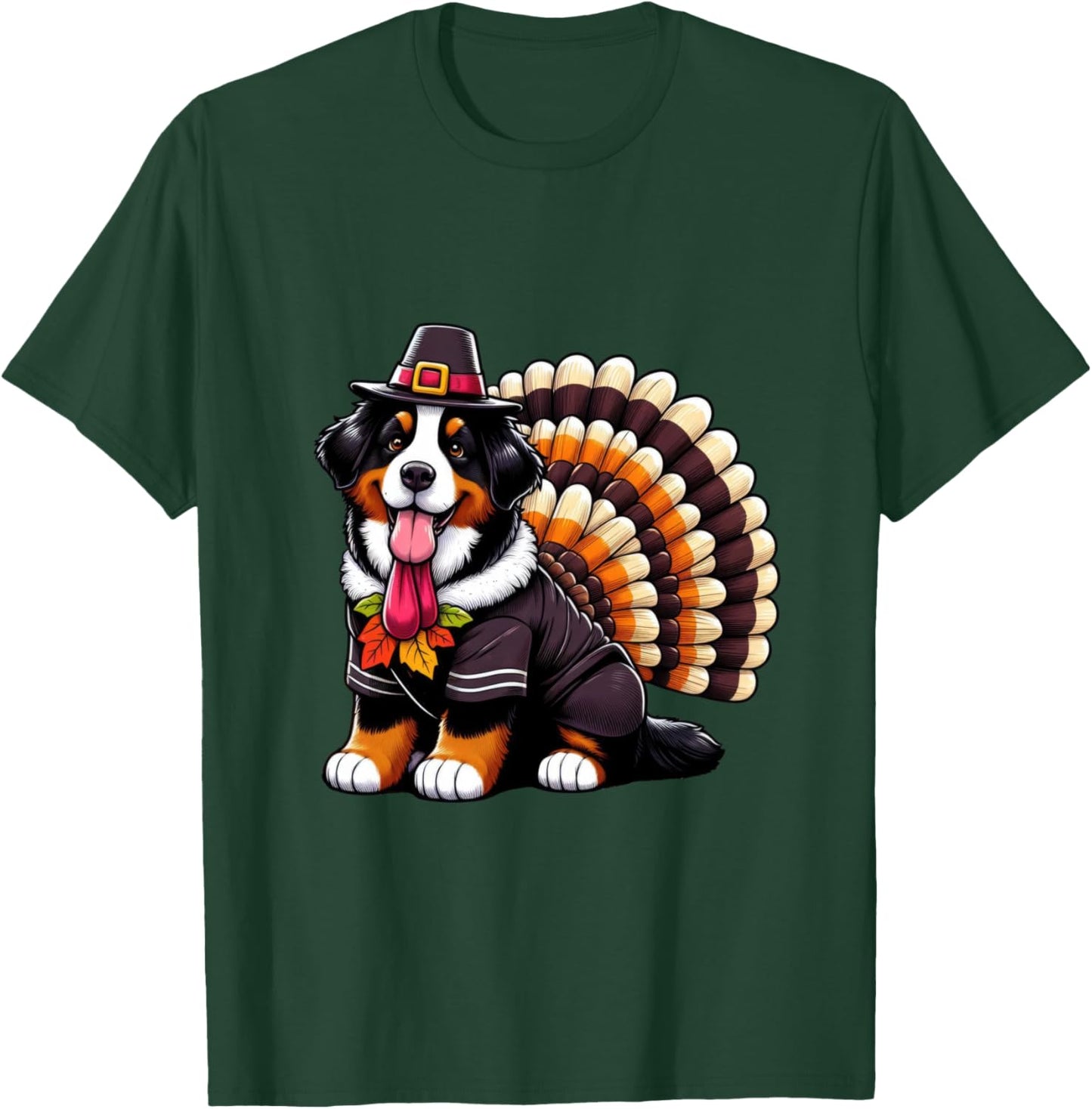Cute Dog Bernese Mountain Thanksgiving Kids Teen Girl Boy T-Shirt - T-Shirt | Forest