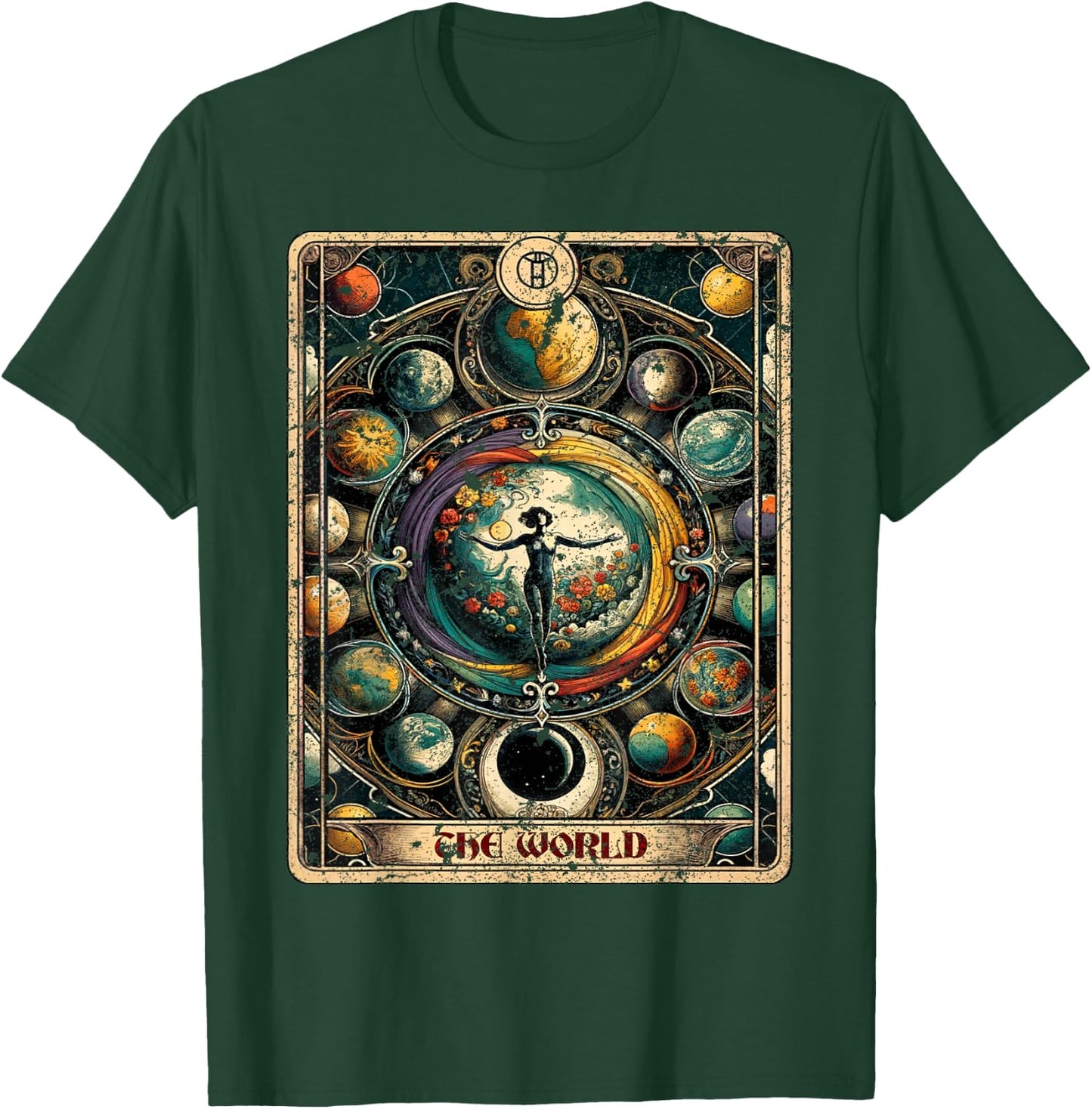 Distressed Grunge Worn Out Style The World Tarot Card T-Shirt - T-Shirt | Forest