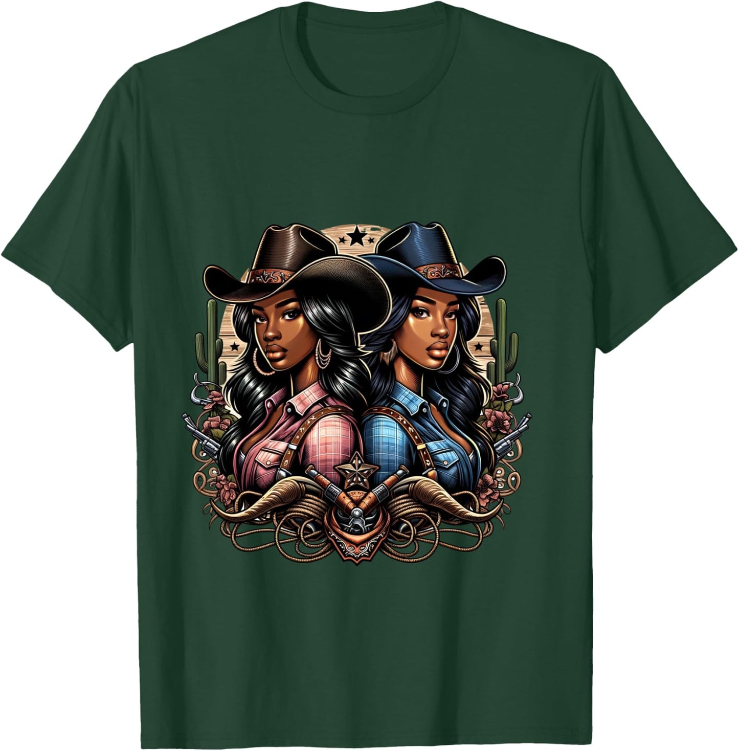 Black Cowgirl Melanin Texas Cowgirl Western Rodeo Queen Girl T-Shirt - T-Shirt | Forest