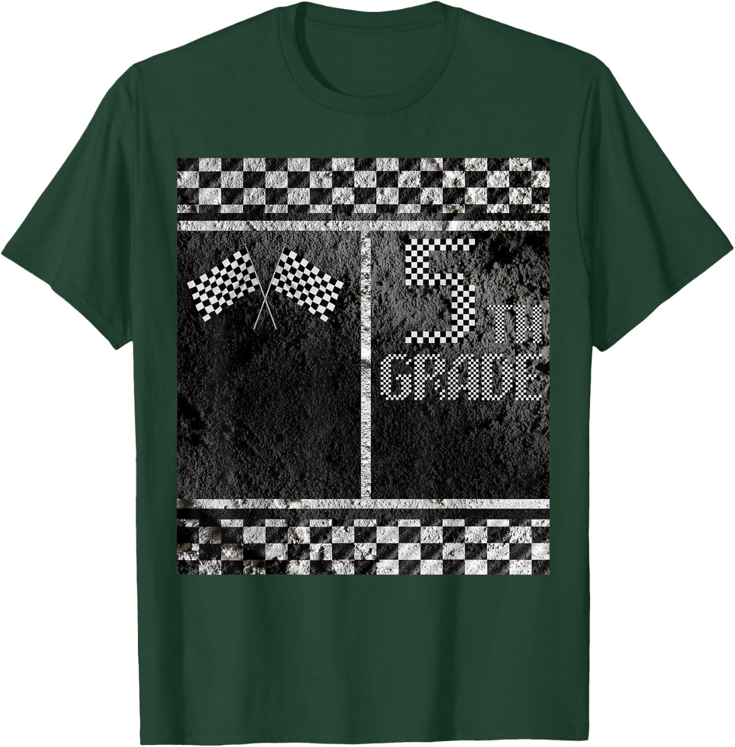 Pit Crew Costume for Funny Halloween 5th Grade Racing Flag T-Shirt - T-Shirt | Forest