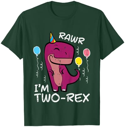 Kids 2nd Birthday Trex Rawr Im Two Rex 2 Year Old Toddler Boys T-Shirt - T-Shirt | Forest