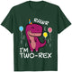 Kids 2nd Birthday Trex Rawr Im Two Rex 2 Year Old Toddler Boys T-Shirt - T-Shirt | Forest