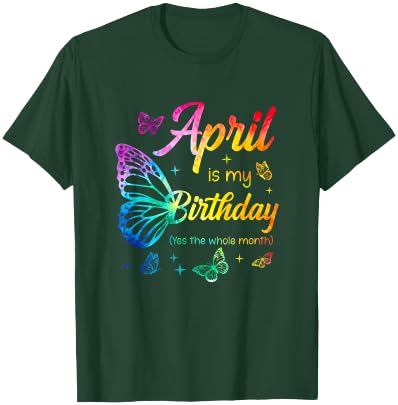 April Birthday Girls Butterfly Tie Dye Theme T-Shirt - T-Shirt | Forest