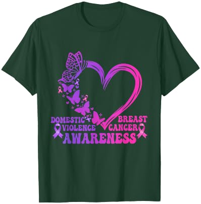 Breast Cancer And Domestic Violence Awareness Heart T-Shirt - T-Shirt | Forest