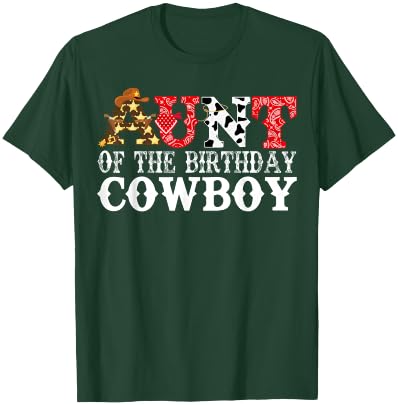 Aunt 1st First Birthday Cowboy Western Rodeo Party Matching T-Shirt - T-Shirt | Forest