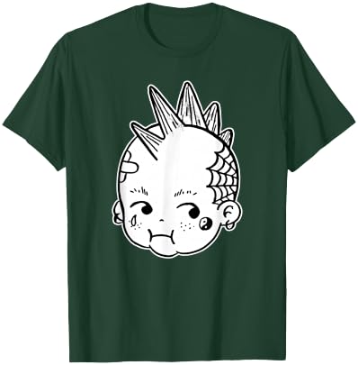 Kewpie Baby Punk Rocker Mohawk Blackwork T-Shirt - T-Shirt | Forest
