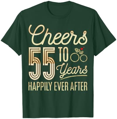 Cheers to 55 Years Happily - 55th Wedding Anniversary T-Shirt - T-Shirt | Forest