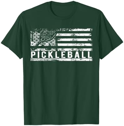 US Flag Pickleball American Pickleball Player T-Shirt - T-Shirt | Forest