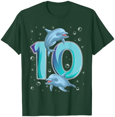 10 Year Old Dolphin 10th Birthday Girl Party Dolphin Lover T-Shirt - T-Shirt | Forest