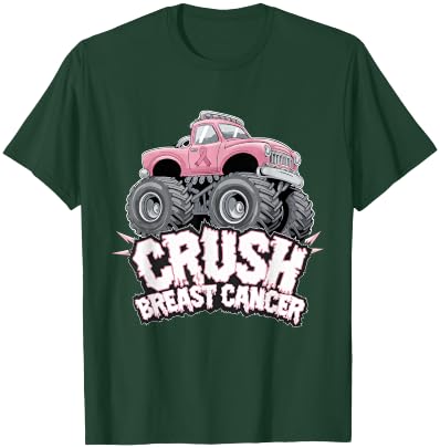 Crush Breast Cancer Pink Ribbon Adult Toddler Monster Truck T-Shirt - T-Shirt | Forest