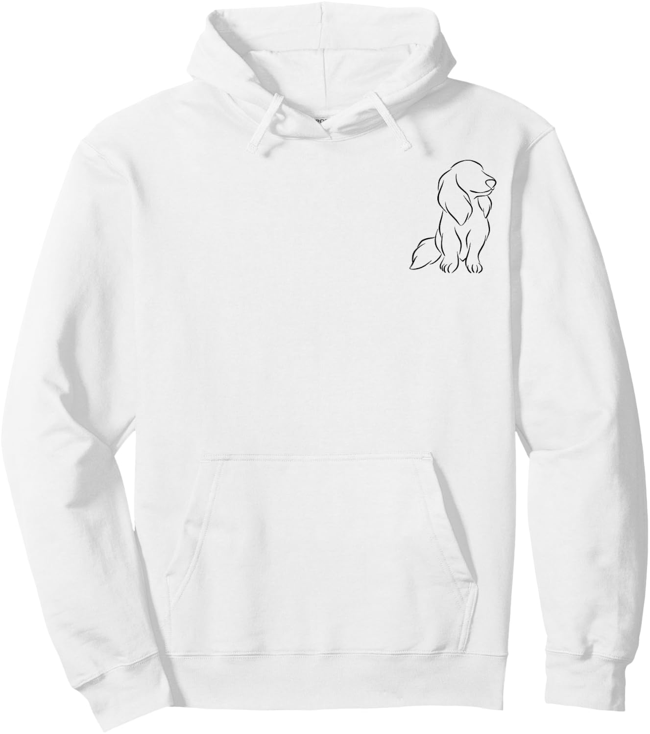 Long haired Dachshund Line Art cute Doxie Wiener Dog Men Women Hoodie - Hoodie | White