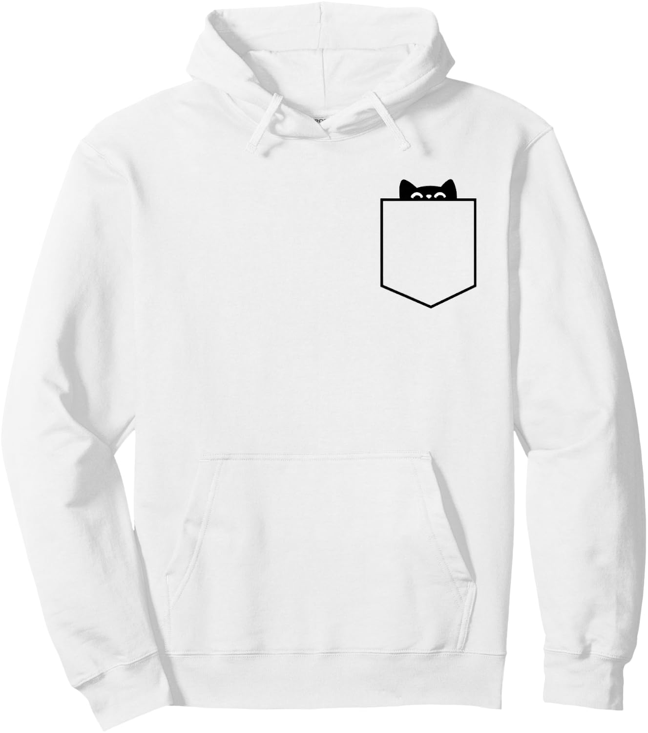 MInimalist Cat In Pocket, Funny Cat In Pocket, Cat Hoodie - Hoodie | White