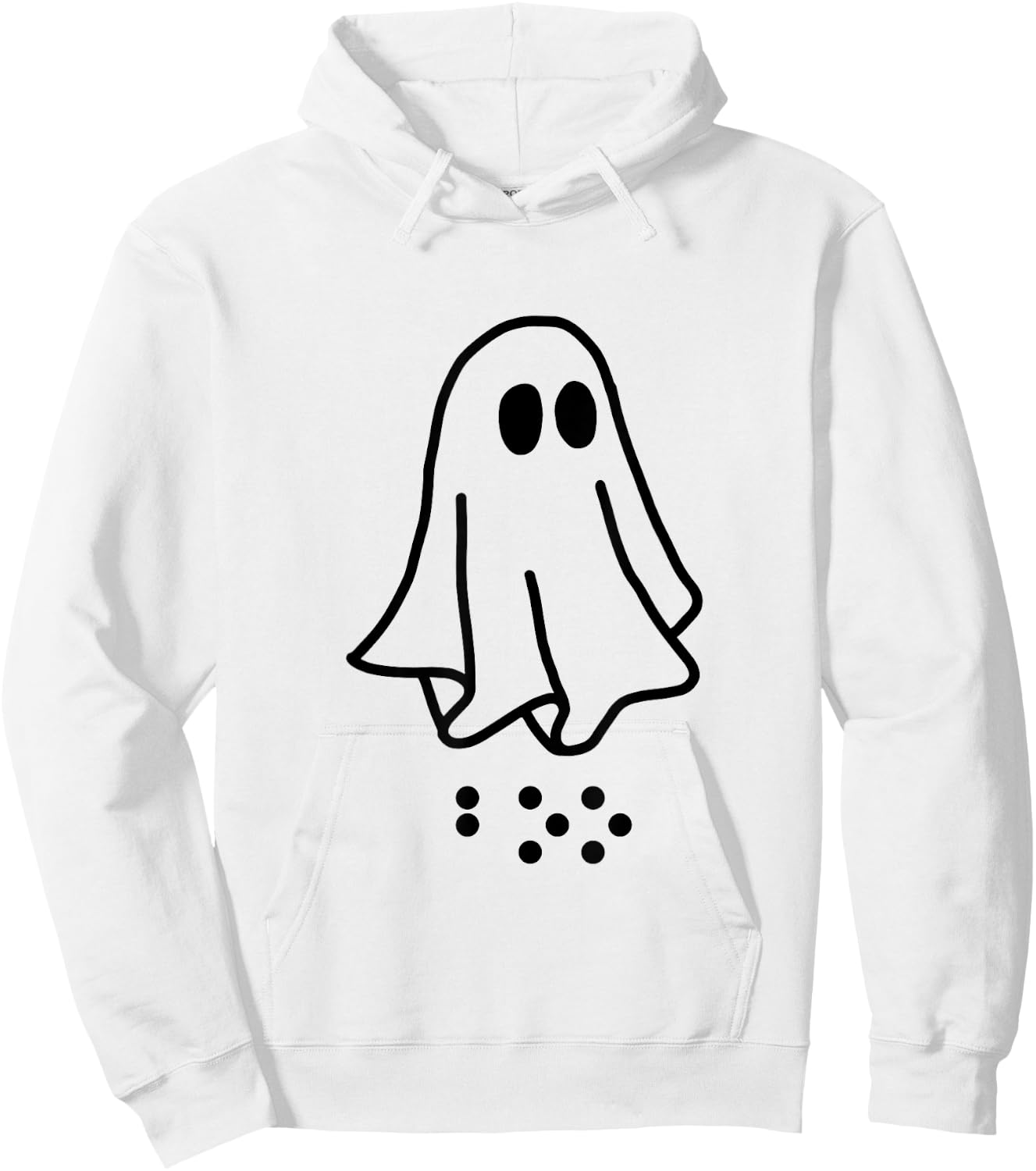 Simulated Braille Halloween Clothing Adult and Youth Ghost Hoodie - Hoodie | White