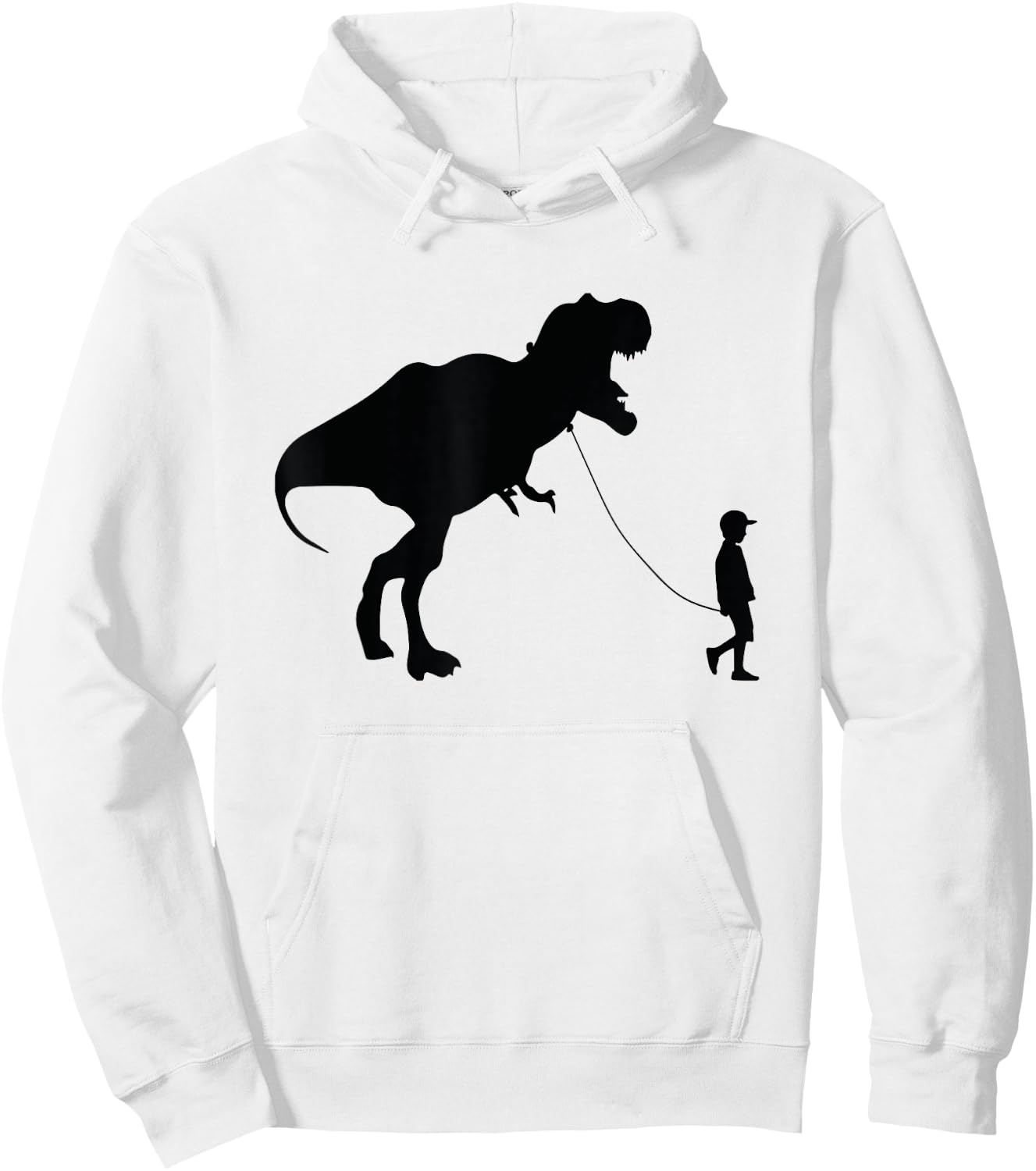 Funny TRex Pet Dinosaur little Boy Walking TREX on a Leash Hoodie - Hoodie | White