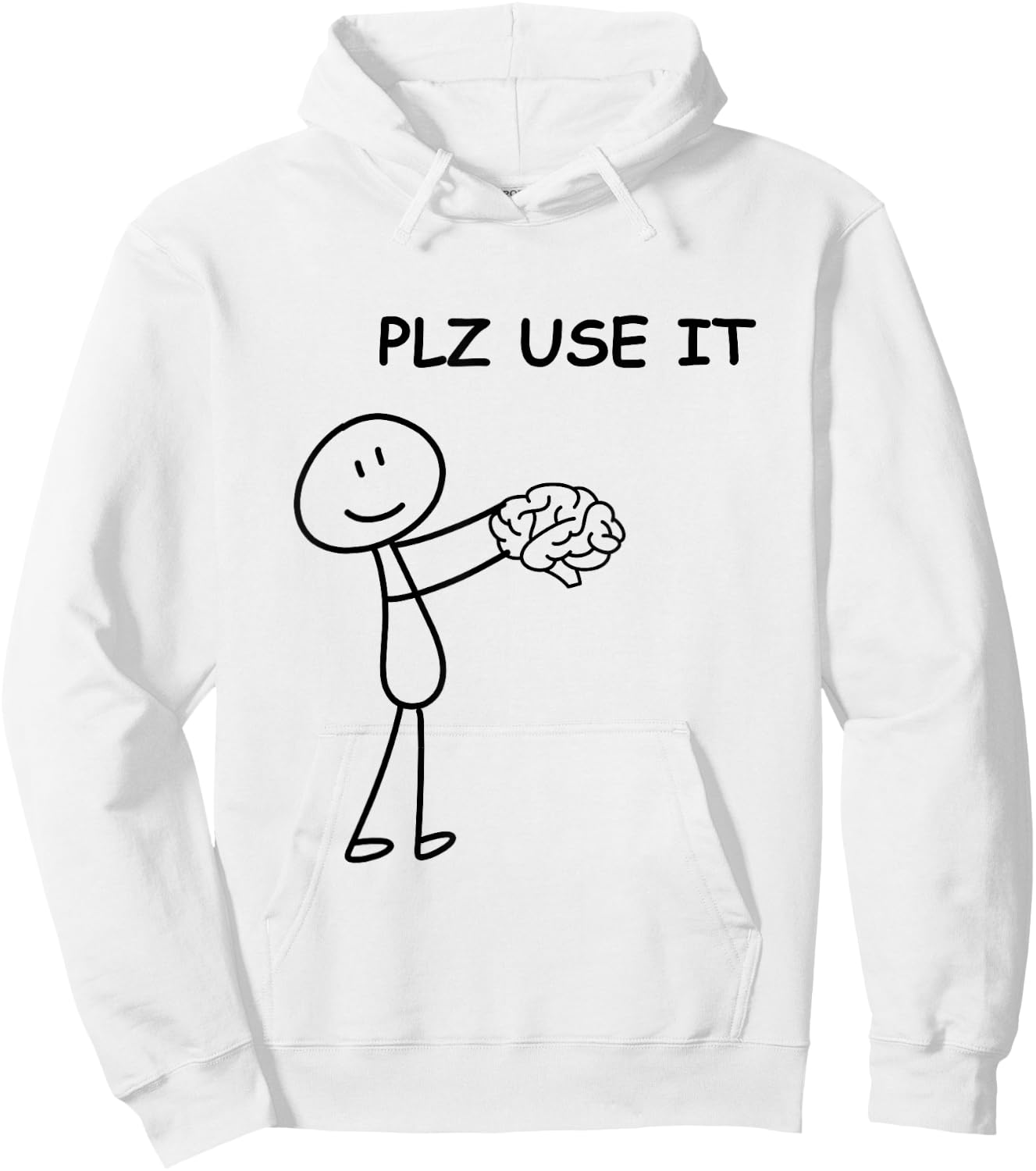 Stick person with brain . Please use it . Hoodie - Hoodie | White