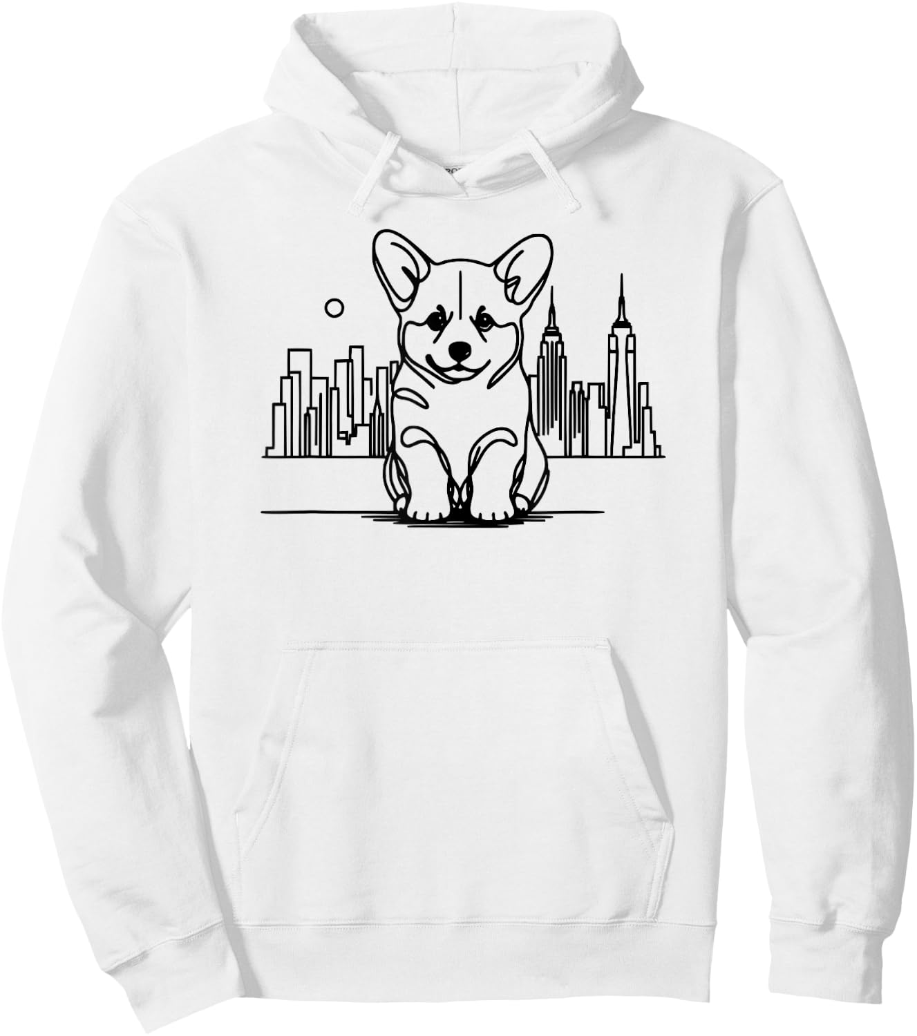 Welsh Corgi dog in New York City gifts, NYC skyline art Hoodie - Hoodie | White