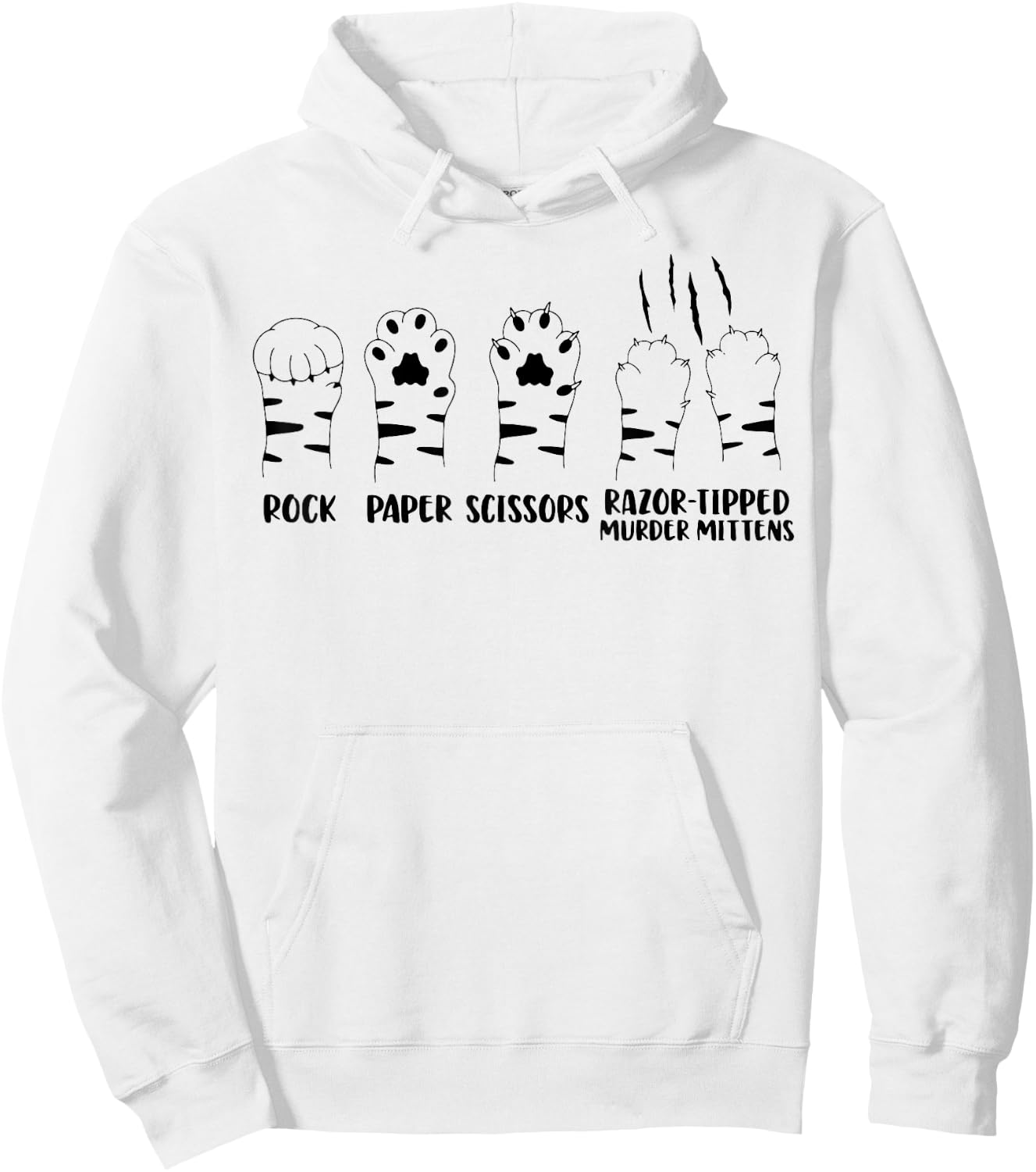 Cat Paw Rock Paper Scissors Razor Tipped Murder Mittens Men Women Hoodie - Hoodie | White