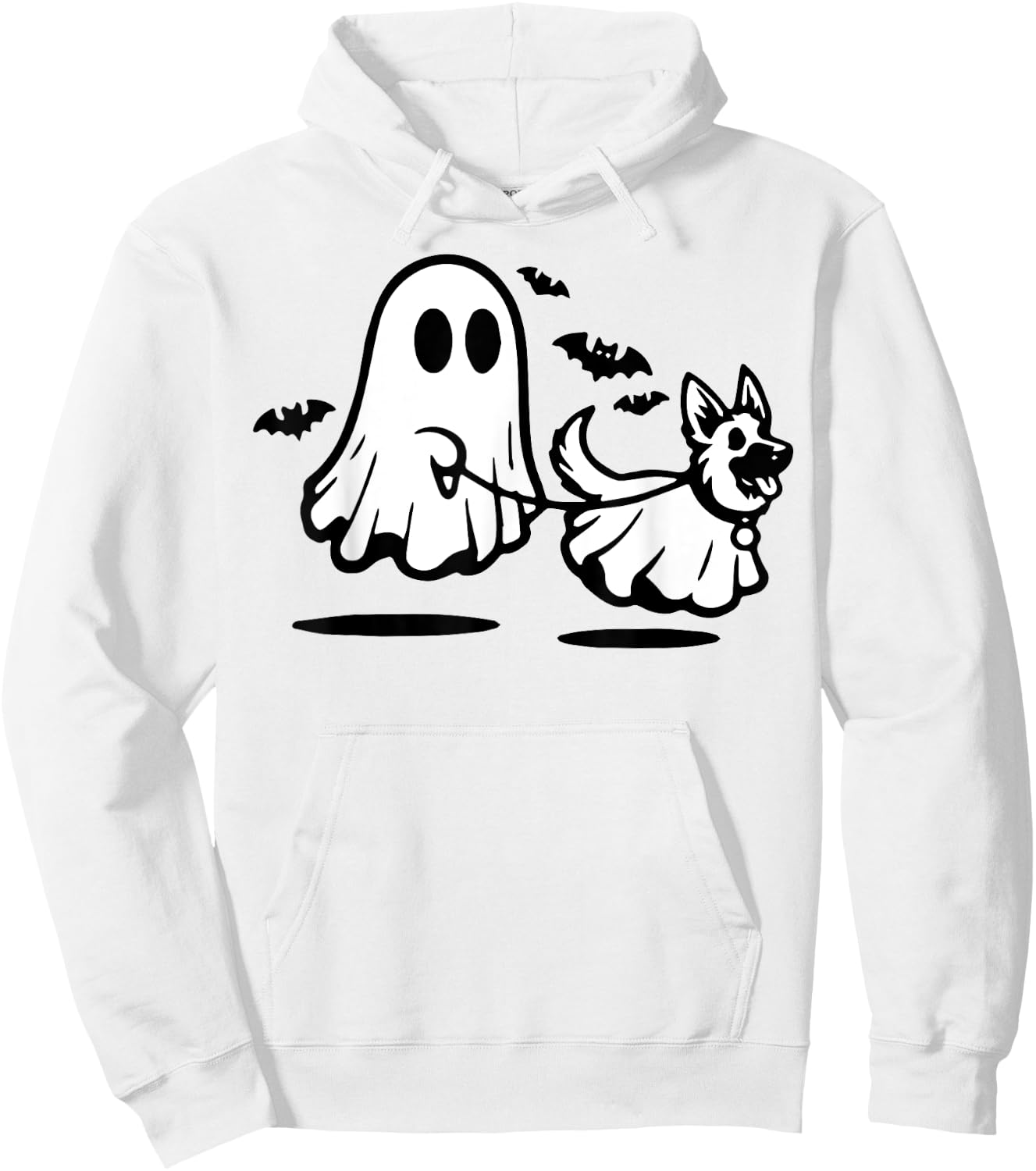 German Shepherd Ghost Walking Dog Hoodie - Hoodie | White