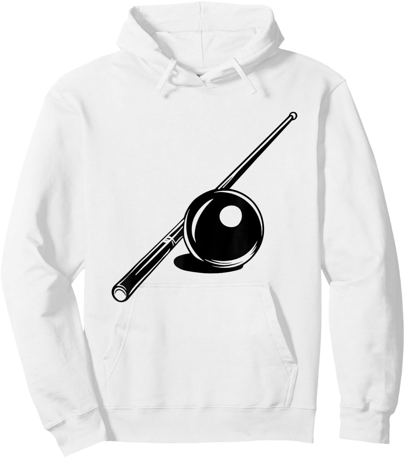 Billiard Ball and Cue Stick Sketch Carom Billiards Hoodie - Hoodie | White