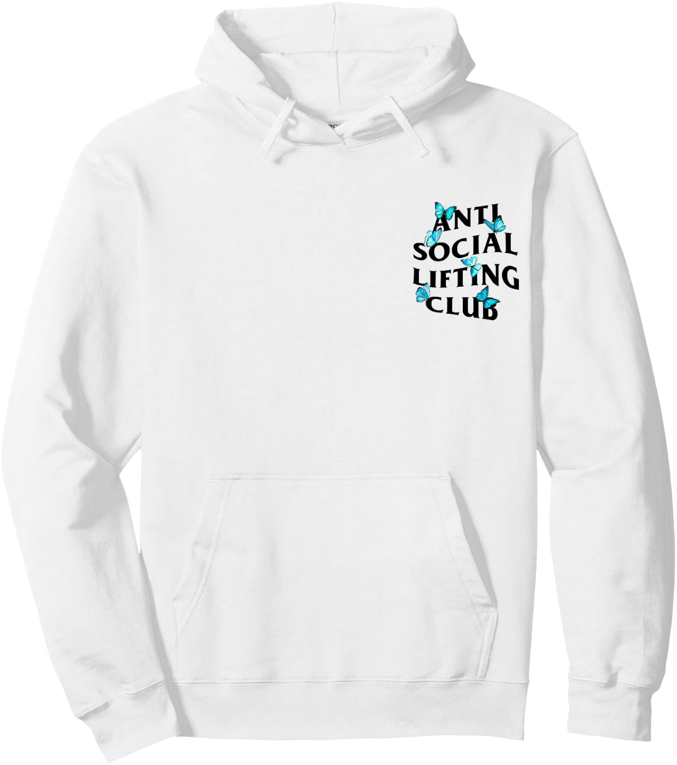 Anti Social Lifting Club with butterflies Hoodie - Hoodie | White