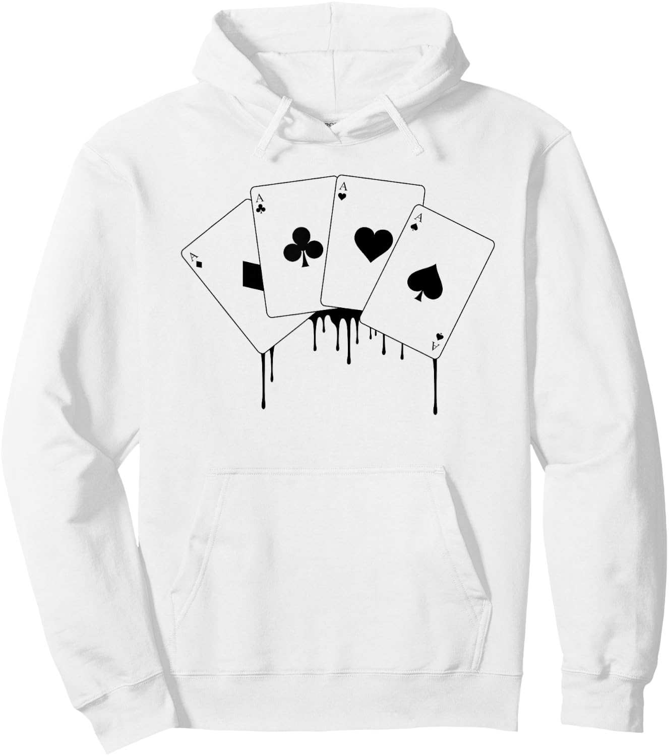 Vintage Hearts Spades Diamonds Clubs Graphic Casino Poker Hoodie - Hoodie | White