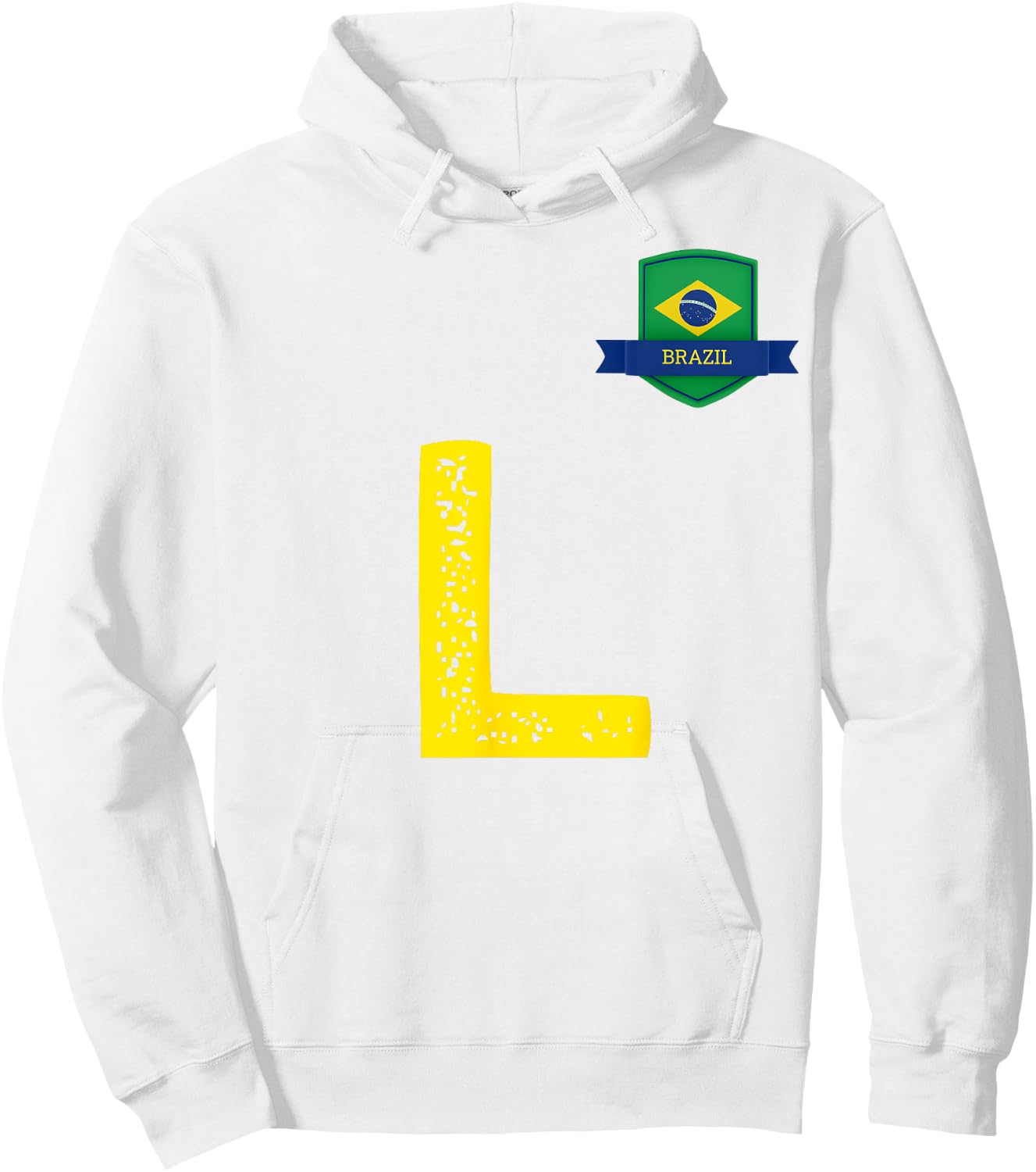 Brazil Human-Flag Letter L Brazil Hoodie - Hoodie | White