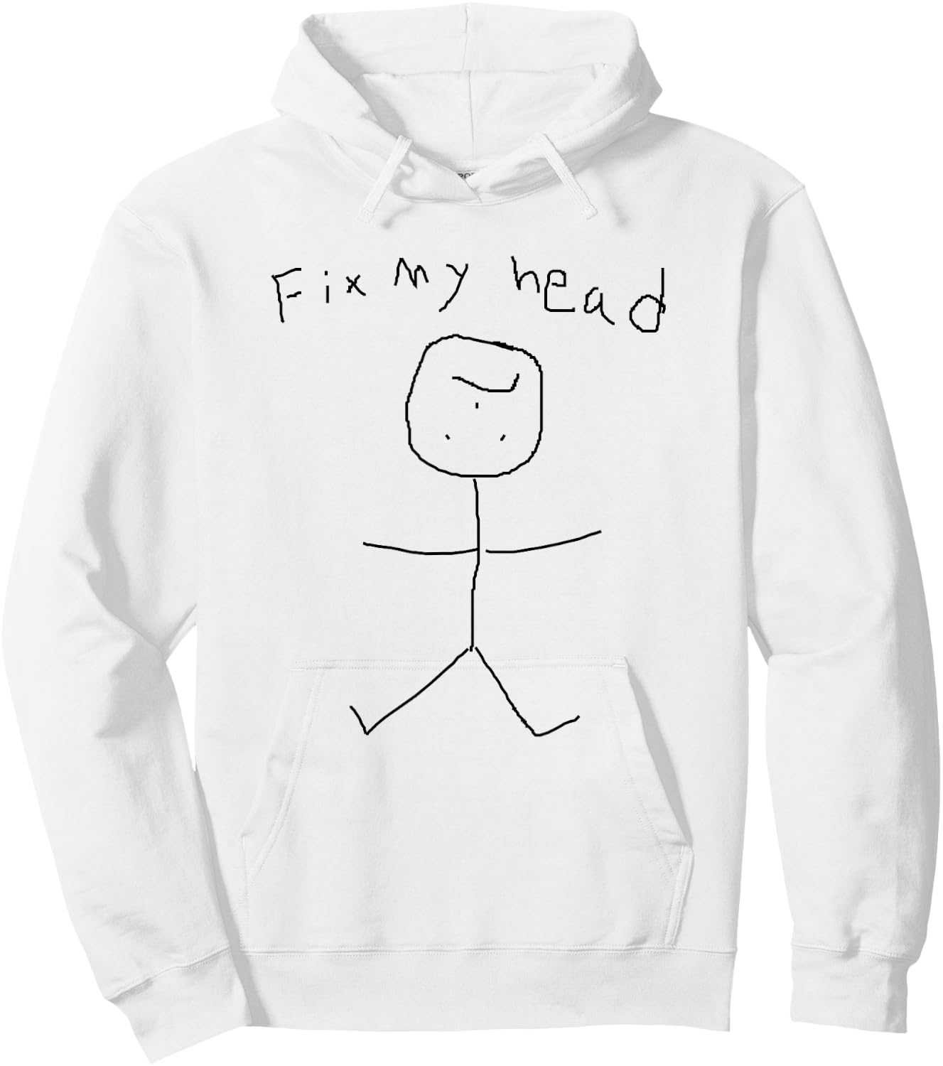 Funny Stick Figure Fix My Head Shirt Hoodie - Hoodie | White