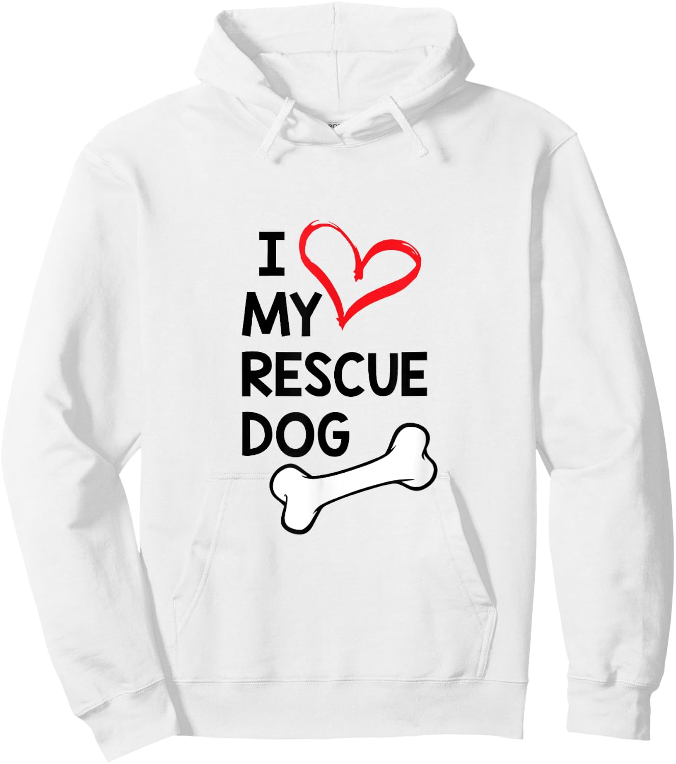 I Love My Rescue Dog Black Text Hoodie - Hoodie | White