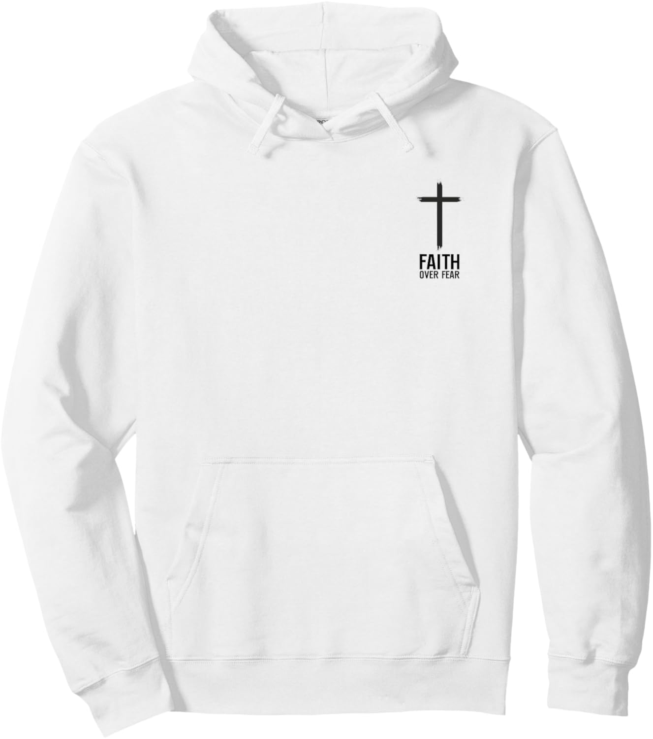 Faith Over Fear Small Cross Christian Minimalist Religious Hoodie - Hoodie | White