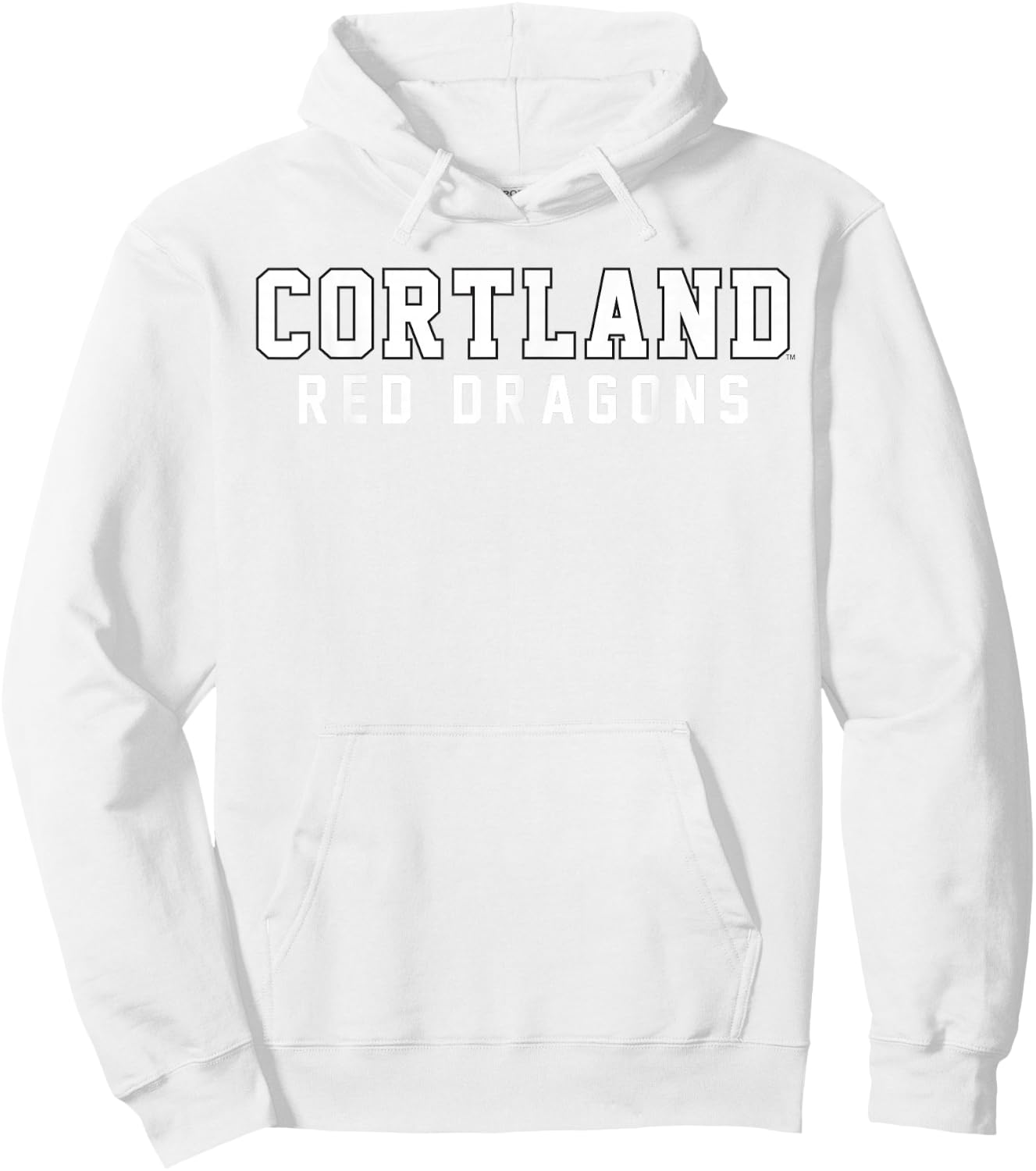 SUNY Cortland Red Dragons Classic Stacked Collegiate Text Hoodie - Hoodie | White
