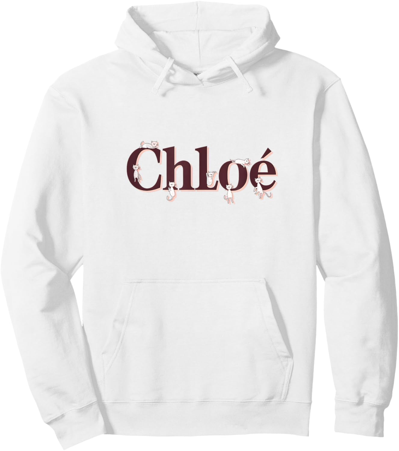 Unique CHLOE First Name Cat Text Animal Whiskers Paws Hoodie - Hoodie | White