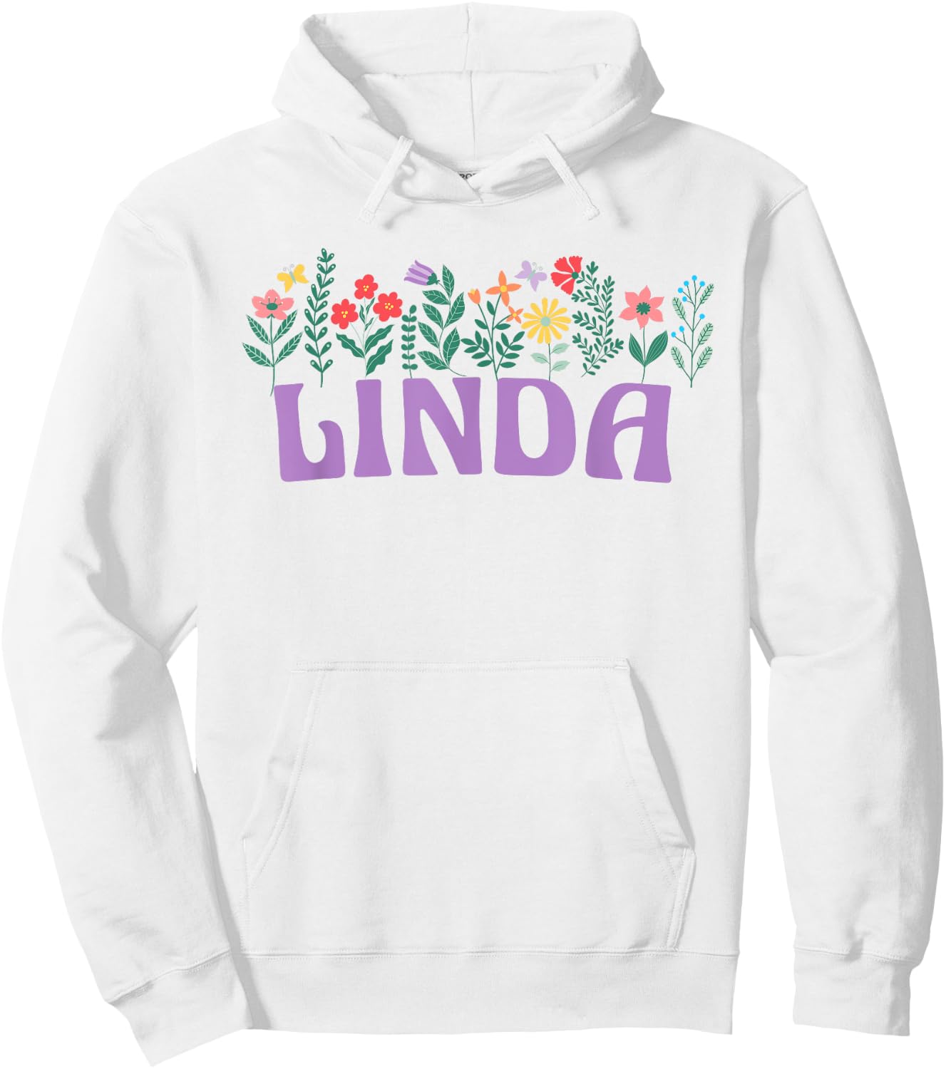 Wildflower Floral Linda First Name Mother's Day Women Hoodie - Hoodie | White