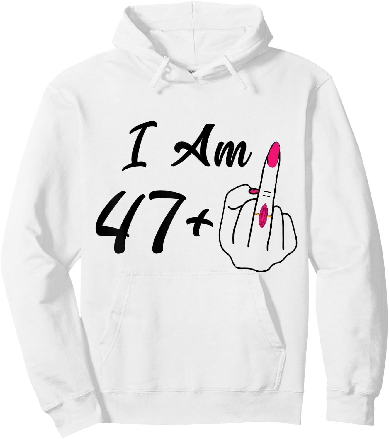 Personalized I Am 47 Plus 1 Middle Finger Humor 48th Women Hoodie - Hoodie | White