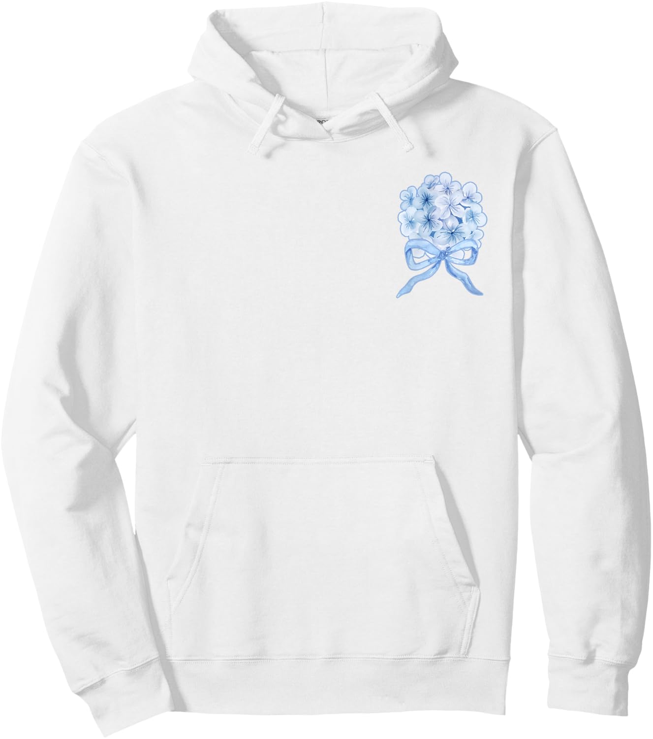 Grandmillennial Blue Hydrangea Bow Hoodie - Hoodie | White