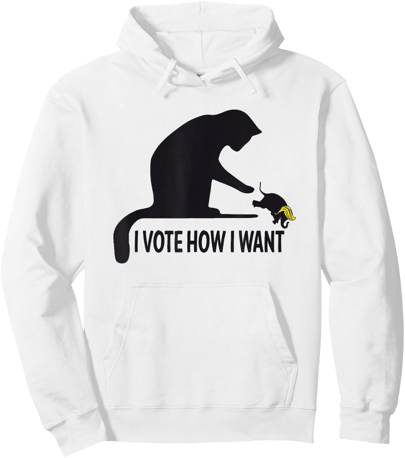 I Vote How I Want Funny Cat Lady Graphic Pushing Elephant Hoodie - Hoodie | White