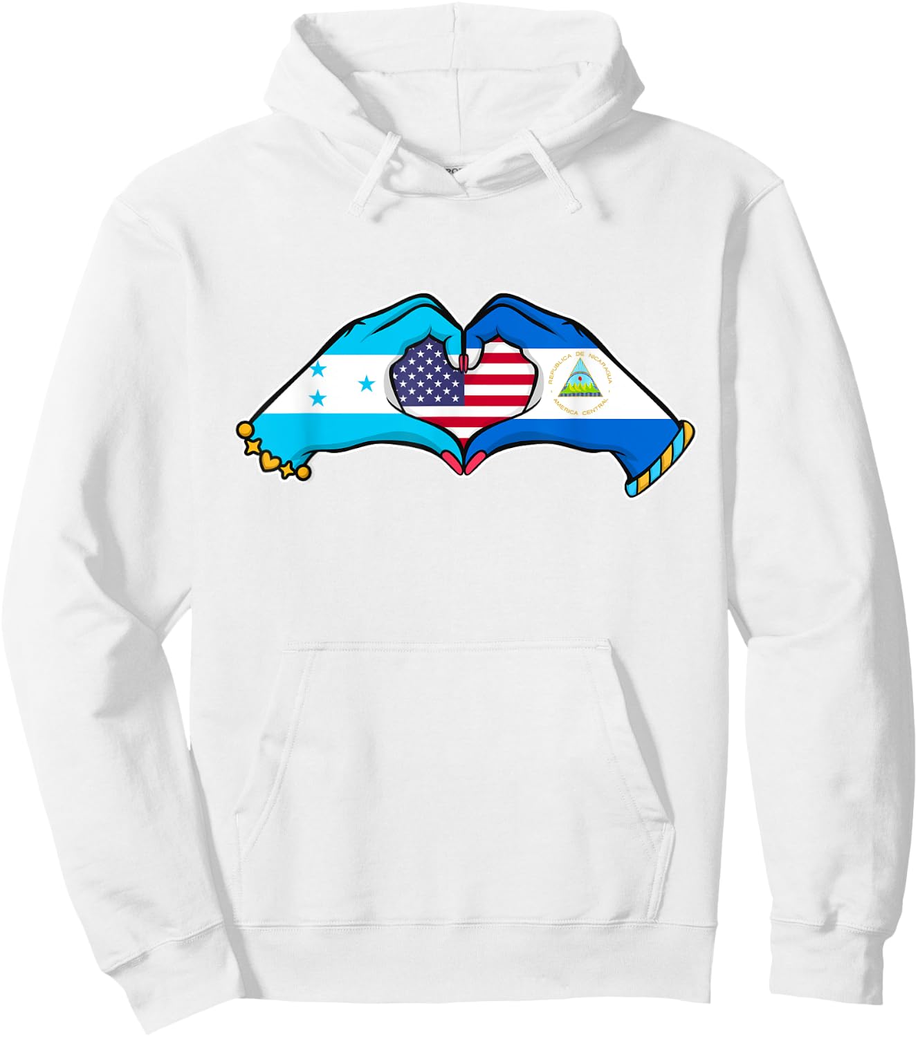 Heart hands Nicaragua, Honduras and the USA Hoodie - Hoodie | White