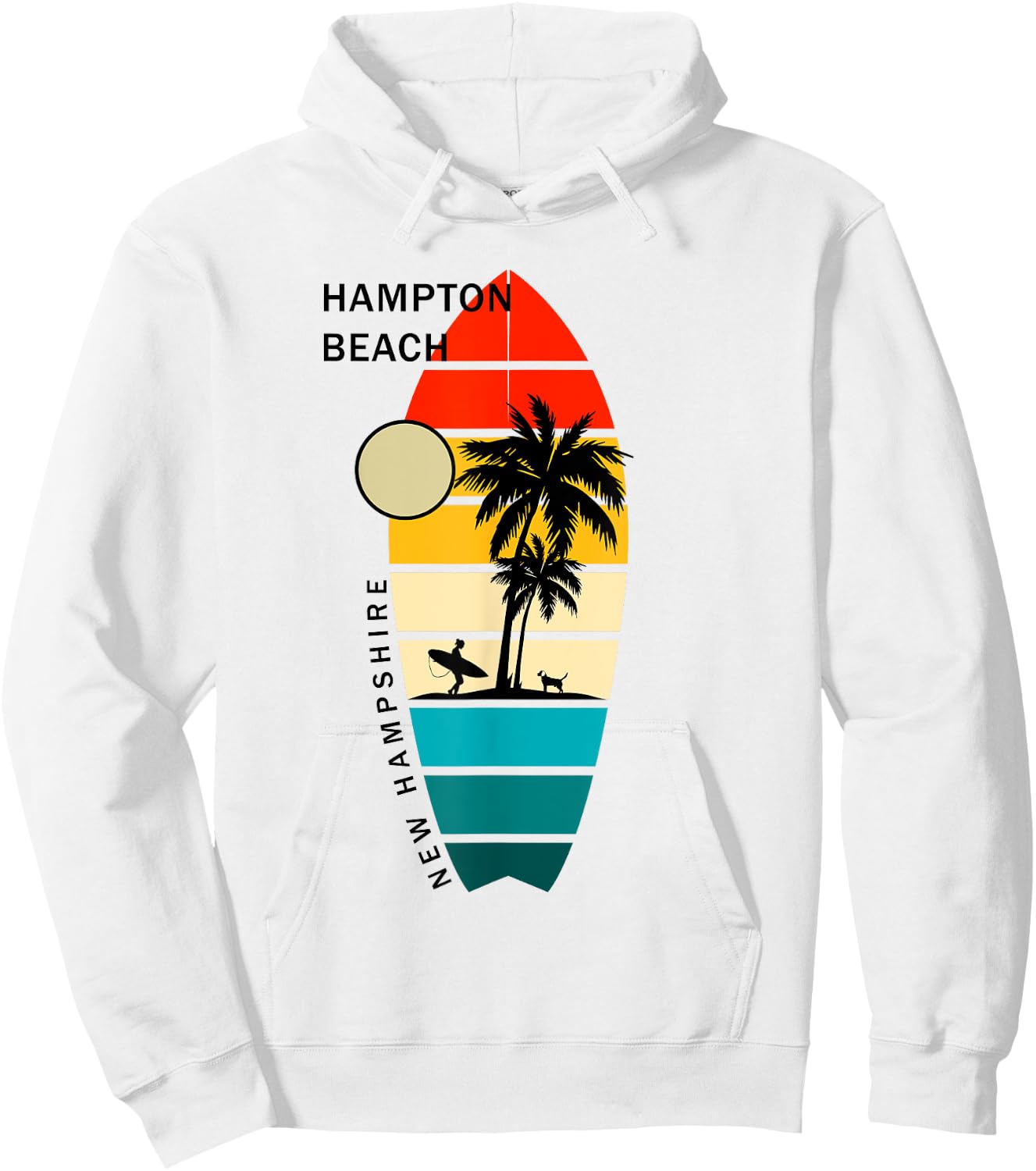Retro Hampton Beach New Hampshire Surfboarders Surfers Hoodie - Hoodie | White