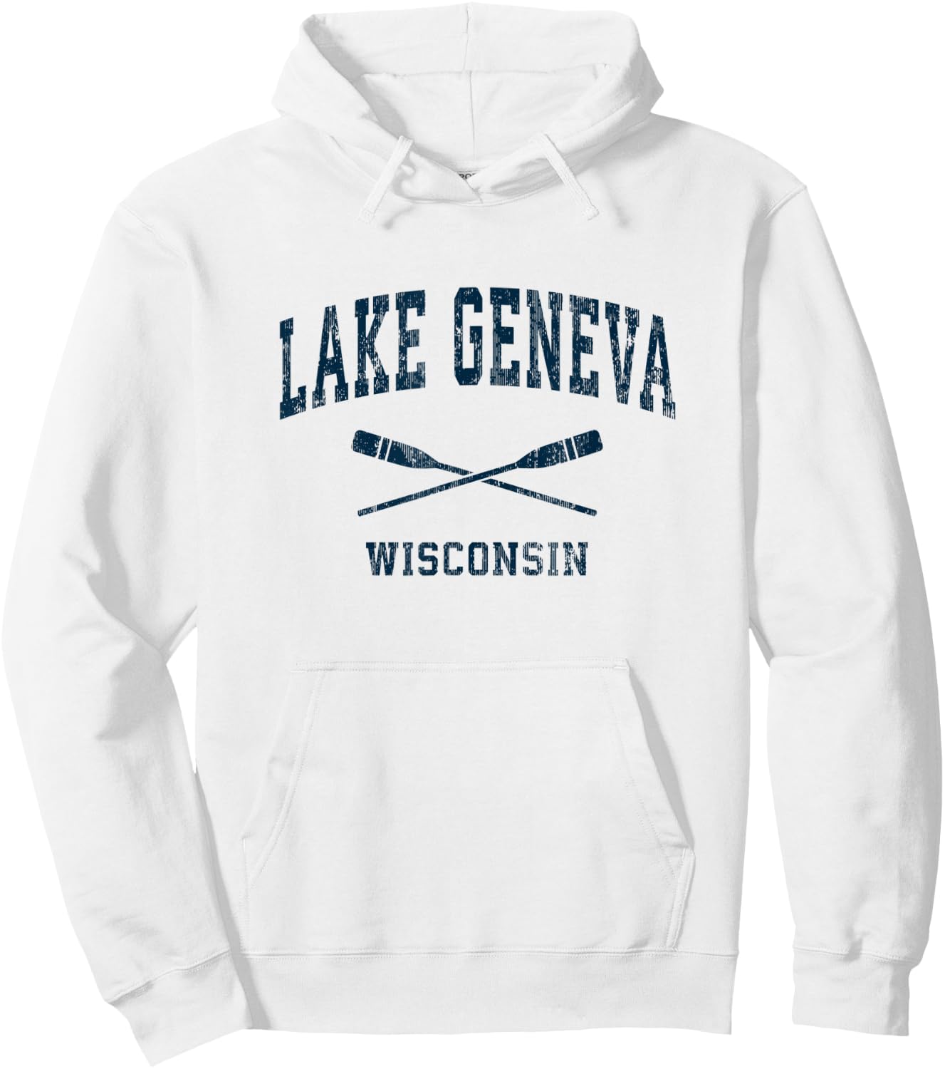 Lake Geneva Wisconsin Vintage Nautical Paddles Sports Oars Hoodie - Hoodie | White
