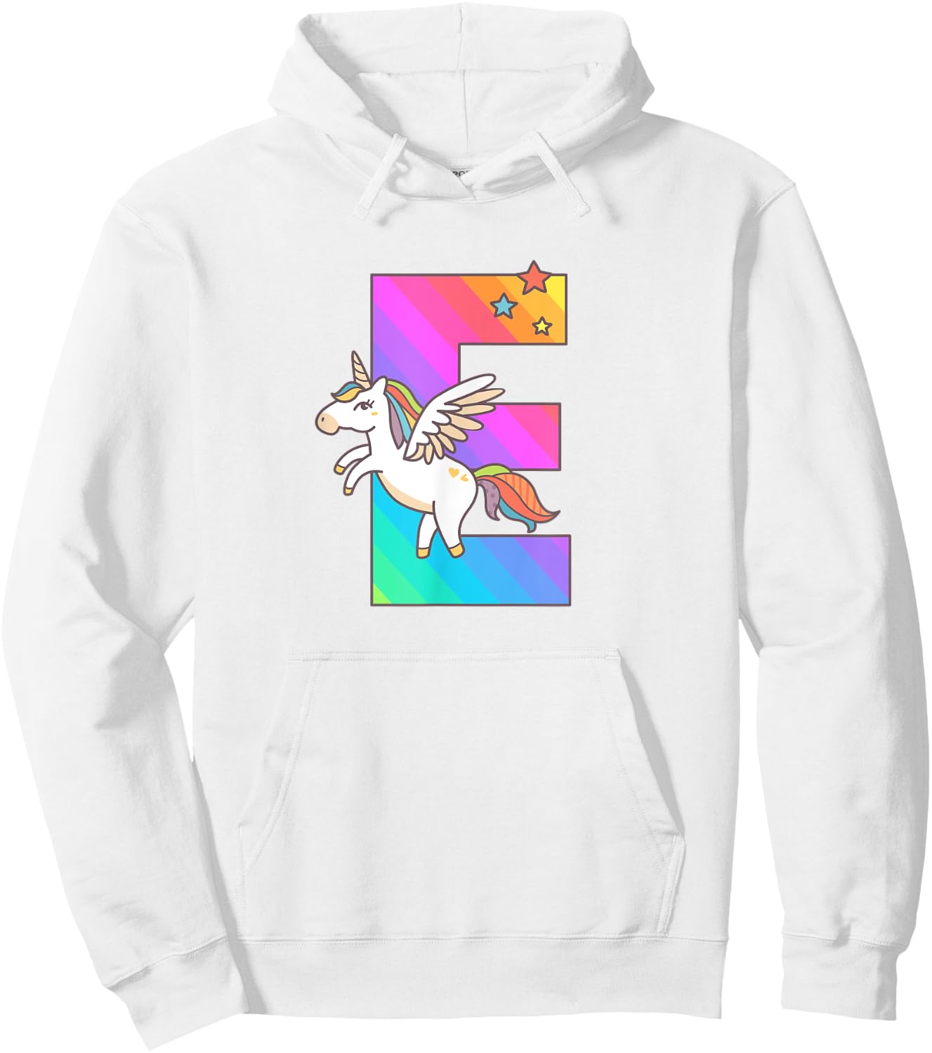 Unicorn Monogram Letter E Initial Cute Girls Birthday Gift Hoodie - Hoodie | White